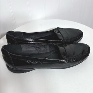 : Geox Patent Leather Loafers Black Italian Wide Fit Minimalist Classic Workwear